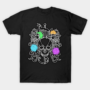 Dungeons Print Fantasy RPG D20 Vintage Tabletop Skull Dice T-Shirt